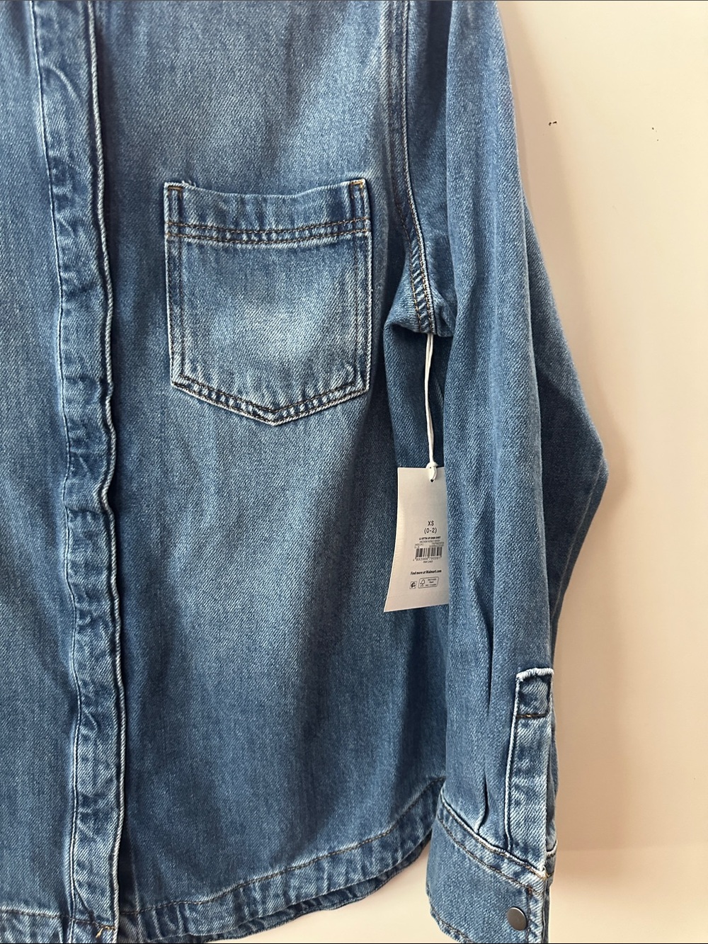 Women's Button Up Denim Shirt with Long Sleeves XS - Picture 7 of 12
